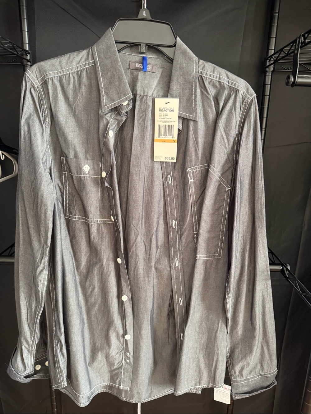 Kenneth Cole Reaction Men's Washed Charcoal Button-Up Shirt